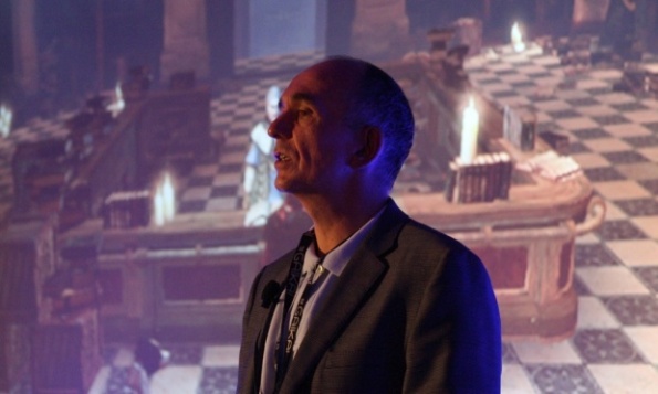Peter Molyneux talking about his games at the Develop conference in 2010. Photograph: Develop